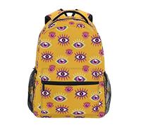 fifbird Zaino unisex con occhi malvagi esoterico giallo per laptop borsa da viaggio scuola borse da viaggio borsa libreria, fantastici occhi malvagi giallo esoterico
