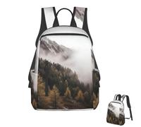 fifbird Zaino unisex con paesaggio di alberi e montagne circondato dalla nebbia da viaggio per computer portatile leggero zaino casual escursionismo zaino scuola zaino