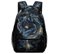 fifbird Zaino unisex con stampa lupo magico leggero borsa per computer portatile da viaggio con 1 tasca frontale zaino per la scuola