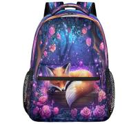 fifbird Zaino unisex con volpe rosa e zaino per la scuola con scomparto per laptop spallacci regolabili, leggero zaino da viaggio casual per studenti adolescenti zaino da scuola