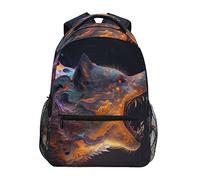 fifbird Zaino unisex Frost Dragon, borsa da viaggio per la scuola e il lavoro, con nebulosa e lupo incisi, zaini per la scuola