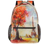 fifbird Zaino unisex grande con scomparto per computer portatile, per adulti, per lavoro, viaggi e scuola, università, Eiffel a colori francesi, Taglia unica