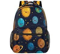 fifbird Zaino unisex grande con scomparto per computer portatile, per adulti, per lavoro, viaggi e scuola, università, P-lanets felici di colore, Taglia unica