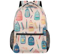 fifbird Zaino unisex grande con scomparto per computer portatile, per adulti, per lavoro, viaggi e scuola, università, Statio dei cartoni animati a colori, Taglia unica