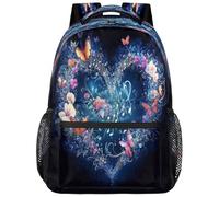 fifbird Zaino unisex grande con scomparto per computer portatile, per adulti, per lavoro, viaggi e scuola, università, Farfalla di musica a colori, Taglia unica