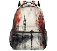 fifbird Zaino unisex grande con scomparto per computer portatile, per adulti, per lavoro, viaggi e scuola, università, Color-london Olio Pai, Taglia unica