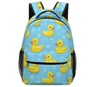 fifbird Zaino unisex in gomma gialla con paperella e bolle, zaino da viaggio per computer portatile, con 1 scomparto principale e tasche laterali, per uomo e donna