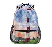 fifbird Zaino unisex Ombra Art Painting Lighthouse Print School Shoulder Bag Large Durable Bookbag Laptop Daypack per studenti adolescenti zaino scuola elementare zaini