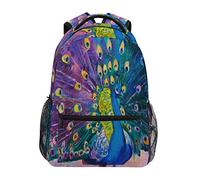 fifbird Zaino unisex Ombra dipinto a olio elegante con pavone borsa a tracolla per la scuola grande resistente zaino per laptop per studenti adolescenti zaino scuola elementare