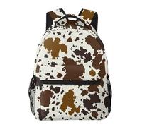 fifbird Zaino unisex per la scuola borse per computer portatile Bookbag grande zaino casual per studenti adolescenti viaggi sport lavoro zaino da scuola, Colore-marrone Mucca Prin, Taglia unica