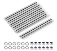 FIFIBANG 6 Pezzi Asta Filettata, M10*100mm Completamente Barra Filettatura in Acciaio Inox con 12 Dadi e Rondelle, Filettato Per l'Assemblaggio di Mobili