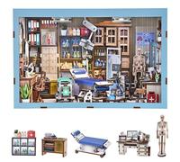fifijoy Kit per angolo del libro, kit in miniatura fai da te, puzzle 3D in miniatura per casa delle bambole, libreria, inserto scaffale, regali per gli amanti dei libri (ufficio del medico)