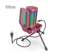 FIFINE A6V RGB USB Microfono da gioco per PC, microfono a condensatore in streaming con filtro anti-pop, supporto antiurto, controllo del guadagno, Plug & Play