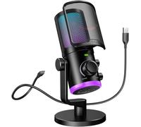 FIFINE AM6 AMPLIGAME - Microfono da gioco RGB, bilanciamento audio per giochi/chat, trasmissione USB e microfono di registrazione, microfono da scrivania per PC con cancellazione del rumore, per
