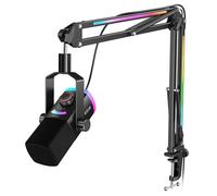 FIFINE AmpliGame AM8PROT - Kit microfono da gioco, XLR/USB Dynamic PC Mic | Set microfono per streaming con braccio, RGB, tap-to-mute, controllo mix, jack per cuffie, manopola del volume per