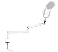 FIFINE Braccio microfono, aste piatte regolabili, supporto microfono con clip per microfono, adattatore a vite, gestione dei cavi, per podcast, streaming, gaming, studio