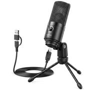 FIFINE Condensatore a Microfono studio kit, USB Microfono Computer con Braccio per Microfoni Regolabile e Filtro Anti-pop per Strumenti Voice Overs Registrazione Podcasting YouTube Gaming