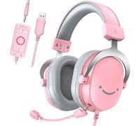 FIFINE Cuffie Gaming con Microfono, Cuffie Over-Ear con Cavo, Cuffie USB per PC PS4 PS5 Xbox Switch, Cuffie RGB con Audio Surround 7.1 e Cuscinetti Auricolari