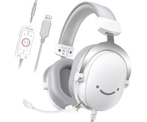 FIFINE Cuffie Gaming con Microfono, Cuffie Over-Ear con Cavo, Cuffie USB per PC PS4 PS5 Xbox Switch, Cuffie RGB con Audio Surround 7.1 e Cuscinetti Auricolari