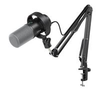 FIFINE K688 Kit microfono podcast, microfono dinamico USB/XLR con braccio braccio per mixer PC/XLR, microfono da gioco con pulsante mute, jack per cuffie per voce, voice-over, streaming, registrazione