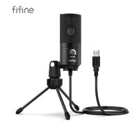 FIFINE Microfono a condensatore USB con manopola di guadagno, microfono di registrazione in metallo per studio domestico, podcasting, su voce, laptop, Windows -K669