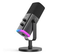 FIFINE Microfono da gioco XLR/USB, microfono per streaming dinamico da studio, microfono da tavolo per podcast, VoiceOver, registrazione, con RGB, mute, jack per cuffie di monitoraggio, manopola di