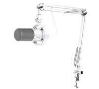 FIFINE Microfono dinamico con braccio, microfono XLR per studio vocale, kit microfono USB per PC con pulsante mute, manopola volume, jack cuffie, per registrazione streaming, AmpliTank K688CT, bianco