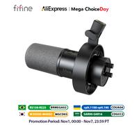 FIFINE Microfono dinamico USB/XLR con supporto antiurto, touch-mute, jack per cuffie e controllo del volume, per registrazione su PC o scheda audio -K688
