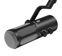 FIFINE Microfono XLR dinamico per registrazione in studio e podcast, trasmissione vocale, microfono XLR/USB in metallo con pulsante mute e jack per cuffie per mixer e PC