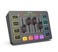 FIFINE Mixer audio da gioco per streaming, interfaccia audio PC RGB, mixer DJ con interfaccia microfono XLR, fader del volume, design a canale individuale, suono personalizzato per podcast,