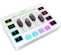 FIFINE Mixer audio da gioco, streaming RGB PC Mixer con interfaccia microfono XLR, controllo individuale, controllo del volume, tasto muto, alimentazione phantom 48 V, per podcast, registrazione,