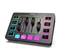 FIFINE Mixer Audio PC con Interfaccia XLR, RGB Streaming Gaming Audio Mixer, Controllo Individuale, Regolatore di Volume, Pulsante di Muto, Alimentazione Phantom 48V