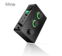 FIFINE Mixer audio per microfono a condensatore con manopola di guadagno, interfaccia audio con alimentazione Phantom 48V per microfono XLR Podcast-Ampli1