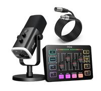 FIFINE Set di attrezzature da gioco, set microfono da gioco dinamico XLR/USB con mixer audio in streaming per registrazione podcast, video vocale, gioco RGB con dissolvenza