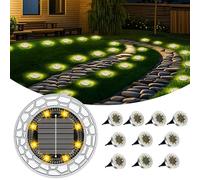 FIFlying 10 pezzi Luci Solari da Giardino, 8 LED Lampade Solare da Terra, Acciaio Inossidabile Bianco Caldo Faretti Sepolta Solari a Led da Esterno, per Prato, Vialetto, Marciapiede, Patio
