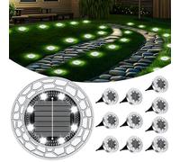 FIFlying 10 pezzi Luci Solari da Giardino, 8 LED Lampade Solare da Terra, Acciaio Inossidabile Bianco Freddo Faretti Sepolta Solari a Led da Esterno, per Prato, Vialetto, Marciapiede, Patio
