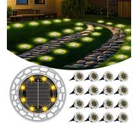 FIFlying 16 pezzi Luci Solari da Giardino 8 LED Lampade Solare da Terra Acciaio