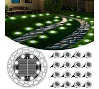 FIFlying 16 pezzi Luci Solari da Giardino, 8 LED Lampade Solare da Terra, Acciaio Inossidabile Bianco Freddo Faretti Sepolta Solari a Led da Esterno, per Prato, Vialetto, Marciapiede, Patio