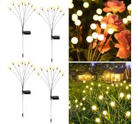 FIFlying 4 Pezzi Lampade Solari Per Esterni Da Giardino, 8 Led Lucciole Luci Solari Per Esterni IP65 Impermeabili, Nuovi Aggiornamenti Modalità Multiple Luce Lucciola Per Pathway Yard Patio