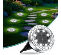 FIFlying 6 pezzi Luci Solari da Giardino 8 LED Lampade Solare da Terra Acciaio