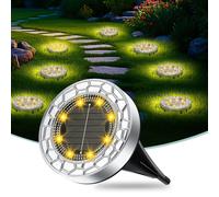 FIFlying 6 pezzi Luci Solari da Giardino 8 LED Lampade Solare da Terra Acciaio