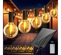 FIFlying Catena Luminosa Esterno Solare 17M/56FT, G40 Catena Luminosa Solare con 24+1 LED, 2700K Bianco Caldo Impermeabile Catena Luci Solari Esterno, Adatta per Festival, Feste, Giardini, Terrazze