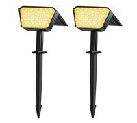 FIFlying Faretti Solari da Esterno 2 Pezzi, 44 LED Faretti Solari a LED da Esterno, 3 Modalità IP67 Impermeabile Lampade da Giardino per Cortile, Patio, Vialetto, Alberi - Bianco Caldo