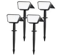 FIFlying Faretti Solari da Esterno 4 Pezzi, 44 LED Faretti Solari a LED da Esterno, 3 Modalità IP67 Impermeabile Lampade da Giardino per Cortile, Patio, Vialetto, Alberi - Bianco Freddo
