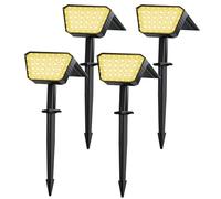 FIFlying Faretti Solari da Esterno 4 Pezzi, 44 LED Faretti Solari a LED da Esterno, 3 Modalità IP67 Impermeabile Lampade da Giardino per Cortile, Patio, Vialetto, Alberi - Bianco Caldo
