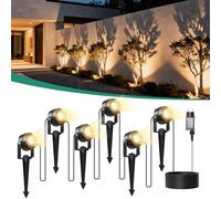 FIFlying Illuminazione da giardino LED, faretto da giardino 6 in 1 con alimentazione elettrica e cavo da 20m, lampada da esterno 3000K, IP65 impermeabile, lampade da giardino per esterni, fontane da