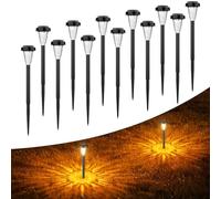 FIFlying Lampada Solare Giardino Esterno 12 Pezzi, 2 Modalità Bianca Calda Luci da Esterno Giardino Solare, IP65 Impermeabile Luci Solari Esterno per Giardino, Cortile, Sentieri, Prato, Paesaggio
