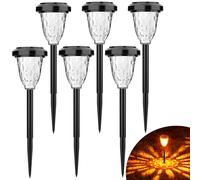 FIFlying Lampada Solare Giardino Esterno, 6 Pezzi Bianca Calda Luci Solari per Esterni, IP65 Impermeabile LED Luci Solari Giardino per Giardino, Cortile, Prato, Paesaggio, Vialetto - 9CM Diametro