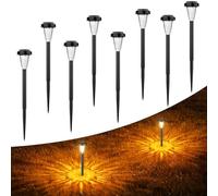 FIFlying Lampada Solare Giardino Esterno 8 Pezzi, 2 Modalità Bianca Calda Luci da Esterno Giardino Solare, IP65 Impermeabile Luci Solari Esterno per Giardino, Cortile, Sentieri, Prato, Paesaggio