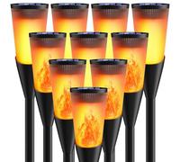 FIFlying Lampade Solari da Giardino, 10 Pezzi 12 LED Fiamma Luci Solari Esterno IP65 Impermeabile, 2 Modalità Solare Torcia Luce con Effetto Fiamma per Giardino, Cortile, Vialetto, Prato, Patio